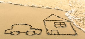 Beach with car and sand outline